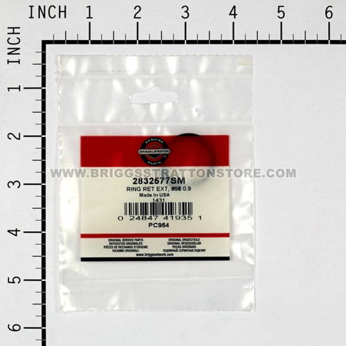 2832577SM Ring Ret Ext, #98 0.9 Briggs and Stratton Genuine OEM Part