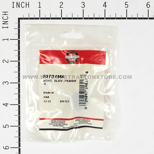 53731MA Brng, Slev .752Idx .8 Briggs and Stratton Genuine OEM Part