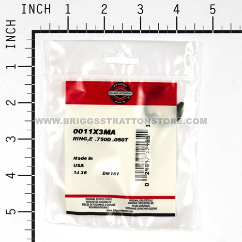 11X3MA Ring, E .750D .050T Briggs and Stratton Genuine OEM Part 3 11X3MA Ring, E .750D .050T Briggs and Stratton Genuine OEM Part