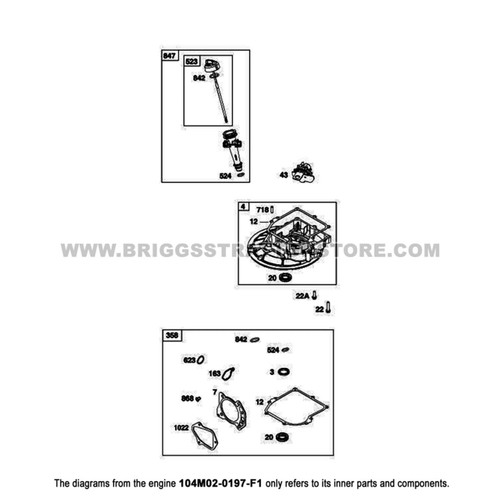- Briggs and Stratton - Genuine OEM Part 104M02-0197-F1 - Engine 11 - Briggs and Stratton - Genuine OEM Part 104M02-0197-F1 - Engine
