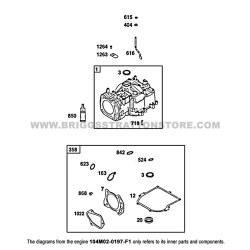 - Briggs and Stratton - Genuine OEM Part 104M02-0197-F1 - Engine 18 - Briggs and Stratton - Genuine OEM Part 104M02-0197-F1 - Engine