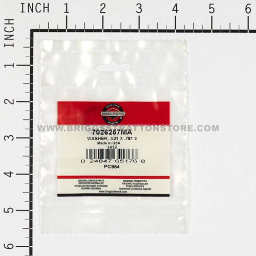 7026257MA Washer, .531 X .781 3 Briggs and Stratton Genuine OEM Part
