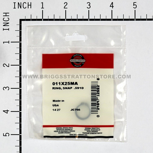 11X25MA Ring, Snap .591D . Briggs and Stratton Genuine OEM Part